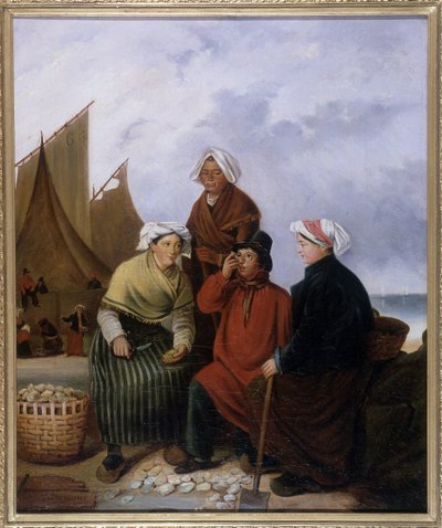 Normandie, østerssmaking - Olje av Francoeur av French School