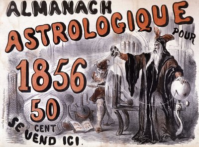 Nostradamus, astrolog som lyser opp fremtiden - i "Almanach Astrologique"" fra 1856 av French School