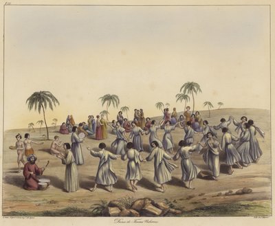 Nubiske kvinner som danser av French School