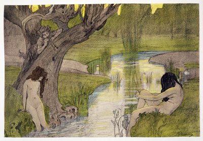 Nymphs Bathing, fra LEstampe Moderne, publiserte Paris 1897-99 av French School
