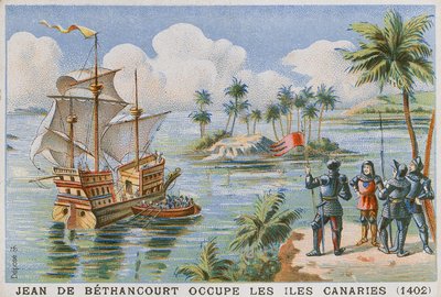 Okkupasjon av Kanariøyene av Jean de Bethencourt, 1402 av French School