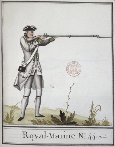 Offiser for Marine Royale med en bajonettmuskett, 1768 av French School