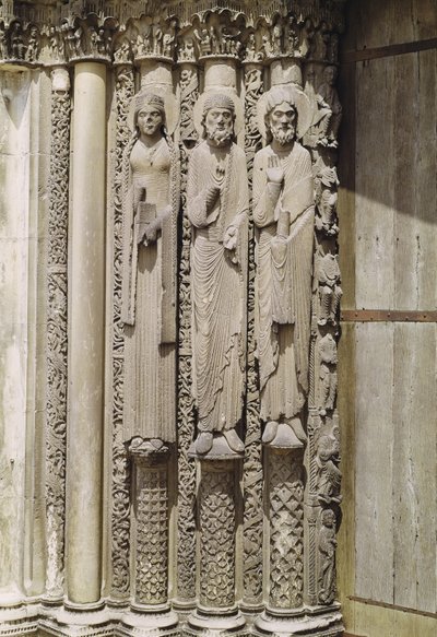 Gamle testamente figurer, fra vestfasadens kongeportal, ca. 1145-50 av French School