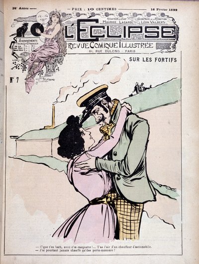 På festningsverkene: bad boy (kjelting) og kjæresten hans - couv. "" The Eclipse""" av 16/02/1899. av French School