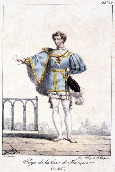 En side gravering ved hoffet til Francois I rundt 1545. av French School
