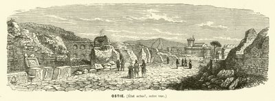 Ostia, havnebyen i det gamle Roma, Italia (gravering) av French School