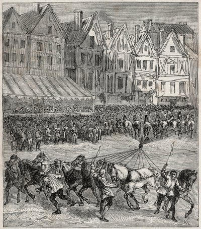 Otto von Guericke Magdeburg hemisfæreeksperiment, som demonstrerte atmosfærisk trykk - Erfaring av Otto von Guericke (Otto de Guericke av French School