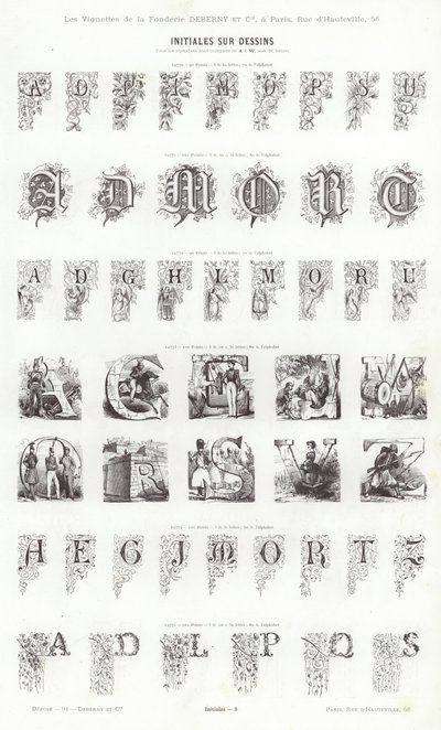 Side fra typografiske vignetter (gravering) av French School
