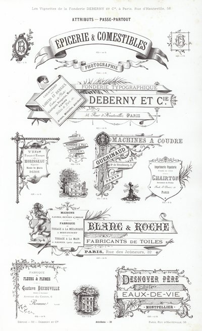 Side fra typografiske vignetter (gravering) av French School