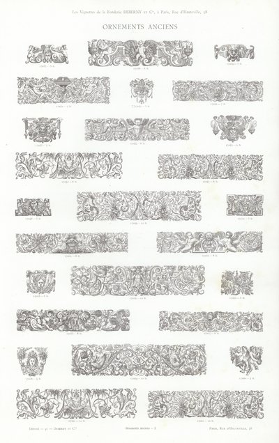 Side fra typografiske vignetter (gravering) av French School