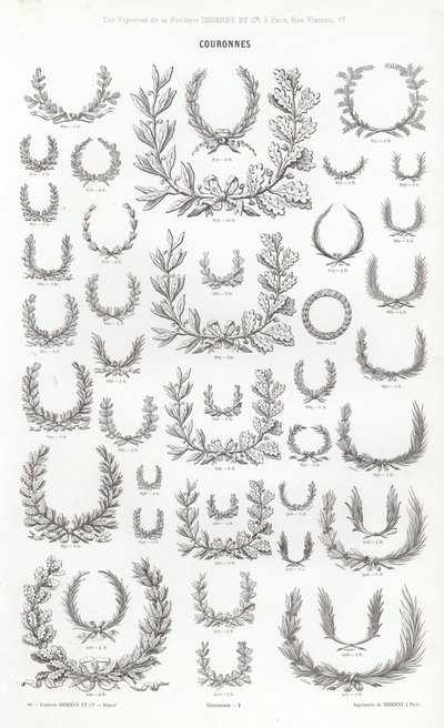 Side fra typografiske vignetter (gravering) av French School