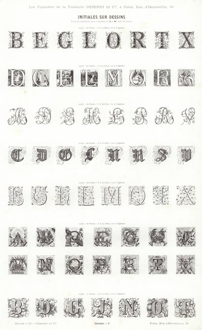 Side fra typografiske vignetter (gravering) av French School