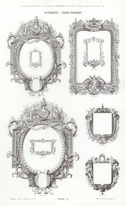 Side fra typografiske vignetter (gravering) av French School