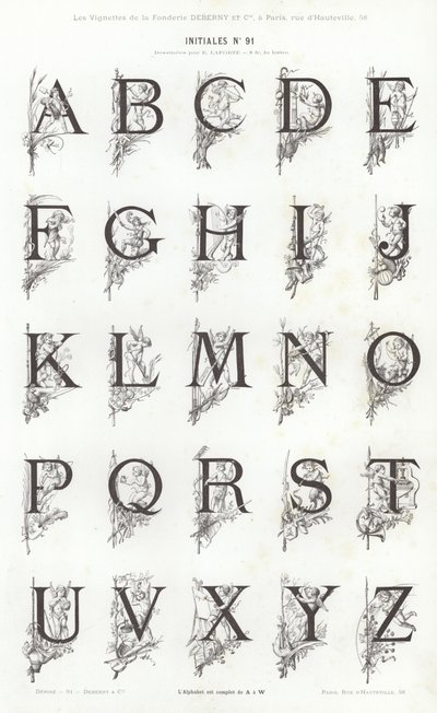 Side fra typografiske vignetter (gravering) av French School