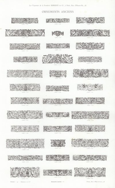 Side fra typografiske vignetter (gravering) av French School