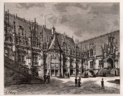 Palais de justice de Rouen tidligere parlament i Normandie - gravering i "Frankrike illustree: geografi, historie, statistisk administrasjon" av V.A. Malt-brun. 1884 av French School