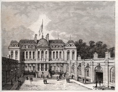 Elysee Palace i Paris - gravering i "La France illustrée: geografi, historie, statistisk administrasjon" av V.A. Malt-Brown. 1884 av French School