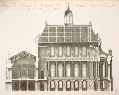 Palais du Louvre: Det kongelige kapell, seksjon, ca. 1720-tallet av French School