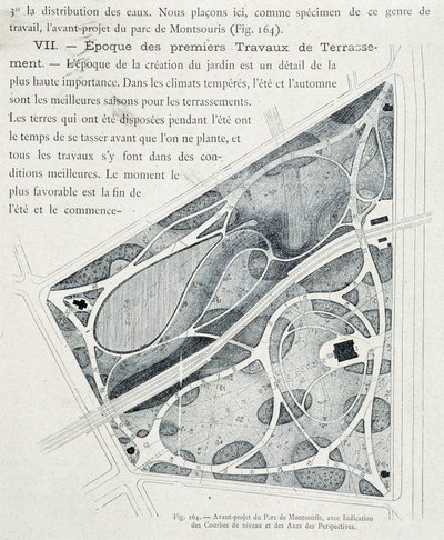 Parc du Montsouris: plan av hagen på forhånd av French School