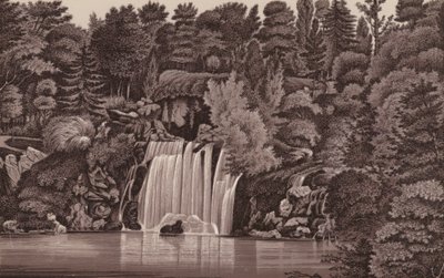Paris: Bois de Boulogne-fossen (litho) av French School