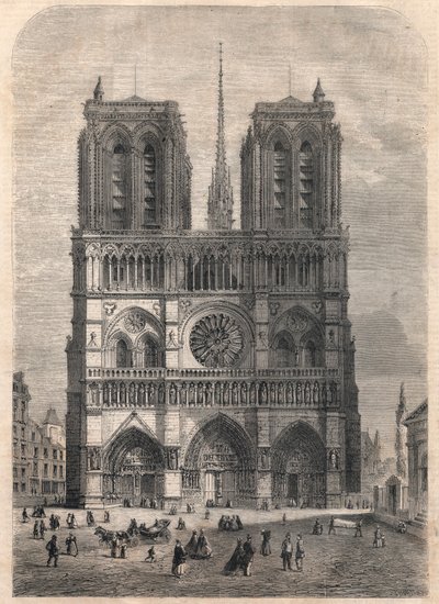 Paris: Notre Dame. Plan etter Eugene Viollet le Duc, som restaurerte katedralen på midten av 1800-tallet. av French School