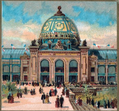 Paris. Universell utstilling fra 1889: Utsikt over Palace of Fine Arts. av French School