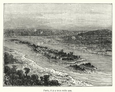 Paris, for tre tusen år siden (gravering) av French School