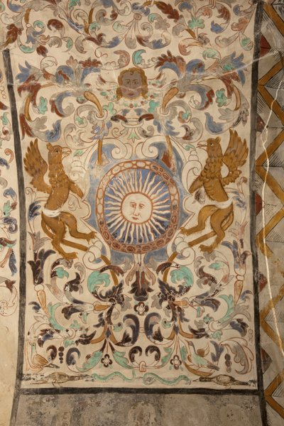 Sognekirke (Vår Frue av Solers kirke). Interiør. Skipene. Veggmalerier. Detalj. Det 16. århundre (?). av French School
