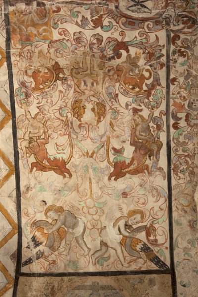 Sognekirke (Vår Frue av Solers kirke). Interiør. Skipene. Veggmalerier. Detalj. Det 16. århundre (?). av French School