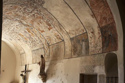 Sognekirke (Vår Frue av Solers kirke). Interiør. Skipene. Veggmalerier. Detalj. Det 16. århundre (?). av French School