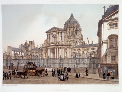Forbikjøring av kirken Val de Grace i Paris - litografi av French School