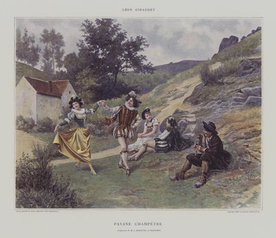 Pavane Champetre (farge litho) av French School