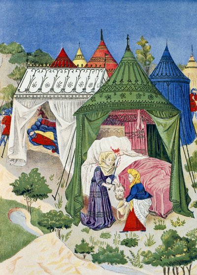 Paviljonger og telt fra 1400-tallet, detalj fra Judiths historie av French School