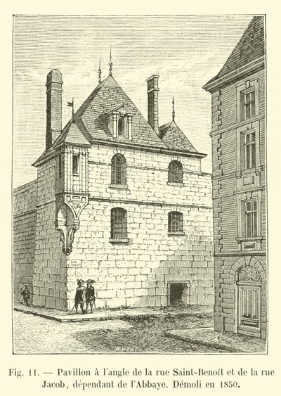 Paviljong på hjørnet av rue Saint-Benoit og rue Jacob, avhengig av klosteret, revet i 1850 av French School