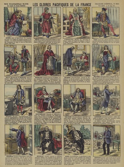Frankrikes fredelige herligheter (farge litho) av French School