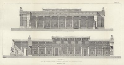 Persepolis, Hall of a Hundred Columns, geometrisk høyde og lengdesnitt, restaurert av Ch Chipiez av French School