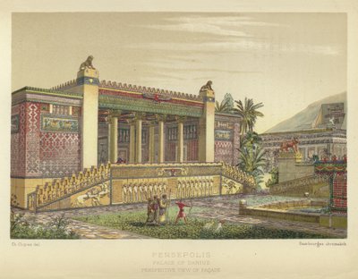 Persepolis, Palace of Darius, Perspektiv utsikt over fasaden av French School