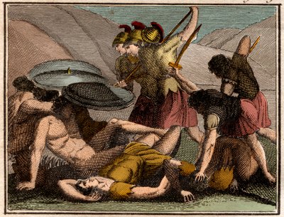 Persiske kriger Slaget ved Thermopylae 480 f.Kr. Den spartanske kongen Leonidas og hans menn faller i slaget. av French School