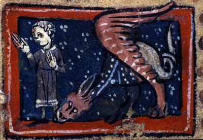 Peryton henter fra et fransk bestiarium fra 1300-tallet. Biblioteca Trivulziana. av French School