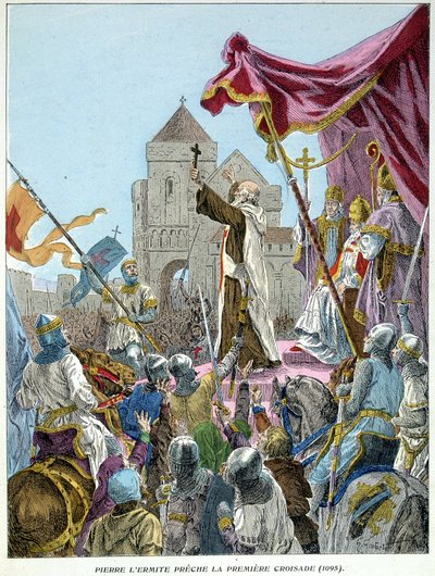 Eremitten Peter forkynner det første korstoget i 1095 av French School