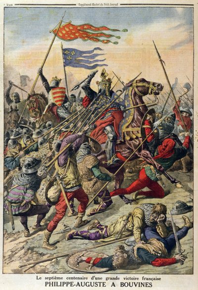 Philippe-Auguste (1165-1223) ved Bouvines, illustrasjon fra Le Petit Journal, 27. juli 1914 av French School