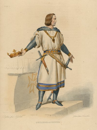 Philippe Auguste (farget gravering) av French School
