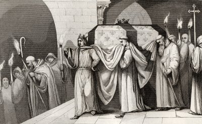 Philippe III (1245-85) den dristige hjelper til med å bære farens kiste, fra 