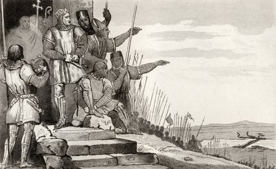 Philippe II Auguste (1165-1223) vinner slaget ved Bouvines etter bønn, fra 
