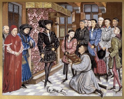 Philippe Le Bon og Charles the Bold mottar innvielsen av en bok av French School