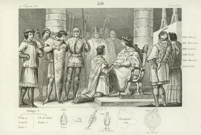 Philippe VI av Valois hyller Edvard III av England, men bare som hertug av Aquitaine av French School