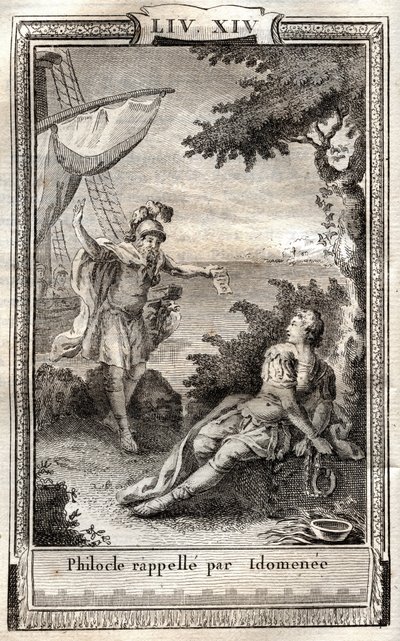 Philocle recalls by Idomenee - engraving of 1798 after Monnet in “Les Aventures de Telemaque, fils d