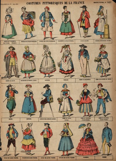 Pittoreske kostymer av Frankrike (farget gravering) av French School