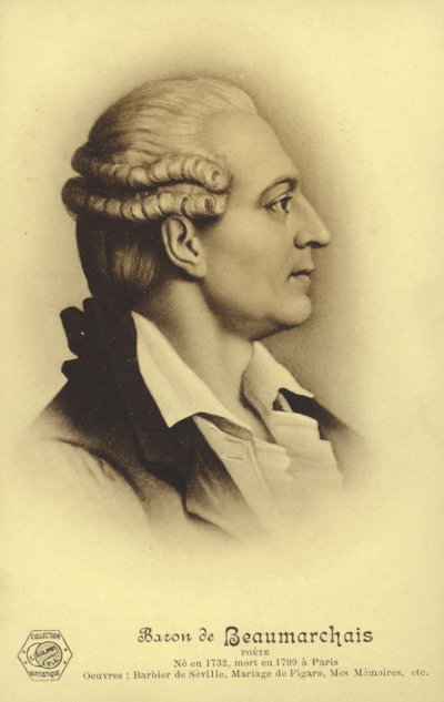 Pierre Beaumarchais (1732–1799), fransk dramatiker (litografi) av French School
