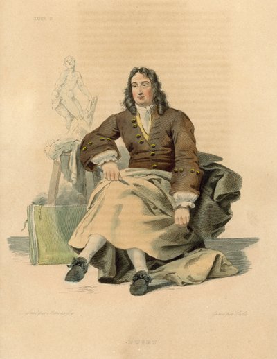 Pierre Puget (farget gravering) av French School